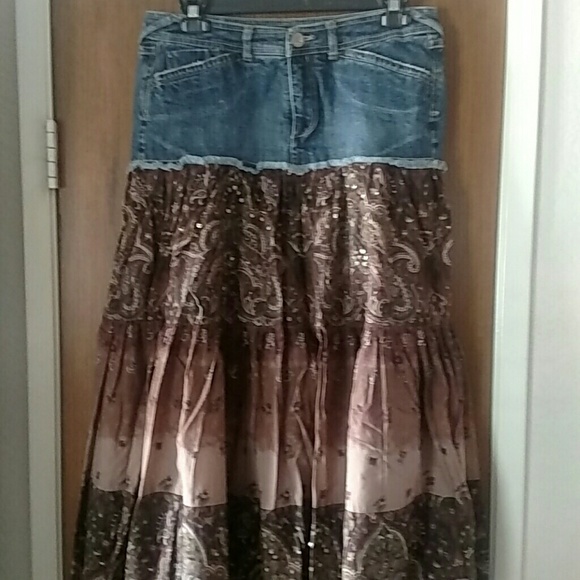 jean skirt with fabric bottom